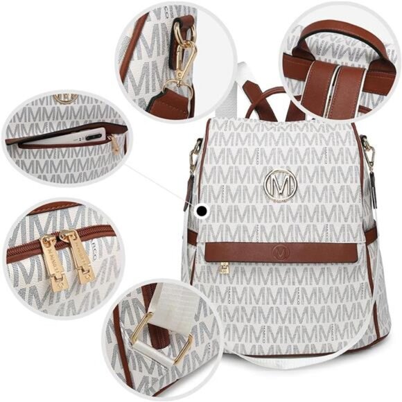 Women Fashion Backpack Purse Multi Pockets Signature Anti-Theft Rucksack Travel main image 6